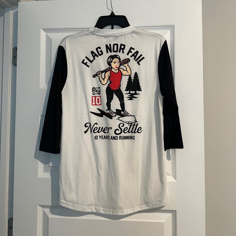 Flag Nor Fail "Never Settle" Baseball Tee